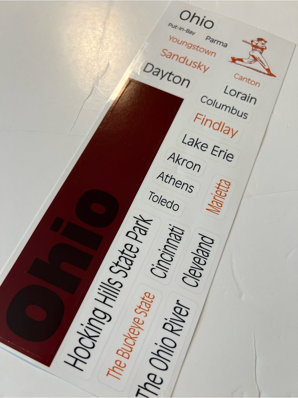 Ohio Cities Landmarks Sticker Sheet – Maroon and White Decorative Decals